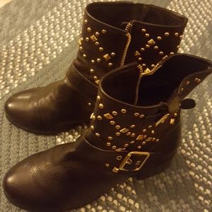 Black Leather Upper with Beautiful Gold Studs